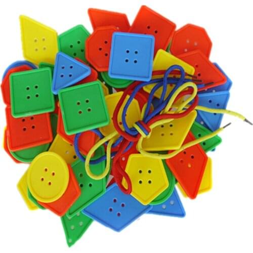 Button Threading Beaded Set Toys Early Childhood Education Toys Geometric Shape Baby Construction Rope Lacing Board Toys