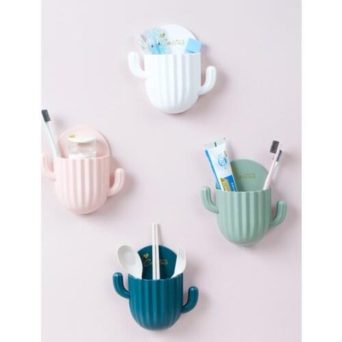 Home Wall Self-adhesive Storage Rack Holder For Kitchen Bathroom Toothbrush Storage Wall-mounted Holder Bottom Hole Design Rack