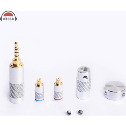 OKCSC A2DC 2Pin MMCX Connector Jack 2.5mm/4.4mm Balanced Plug 3.5mm Audio Splitter Slider Carbon Fiber Earphone Accessories