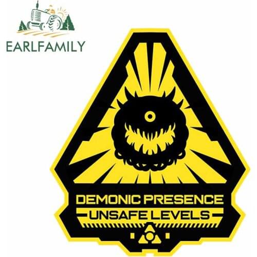 EARLFAMILY 13cm x 11.3cm for Demonic Presence Warning VAN Decal Anime Windshield Personality Car Stickers Waterproof Decoration
