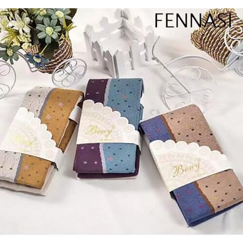 Fennasi Autumn And Winter Color Matching Socks Womens High Waist Leisure Thickened Warm Women Tights Pure Cotton Compression