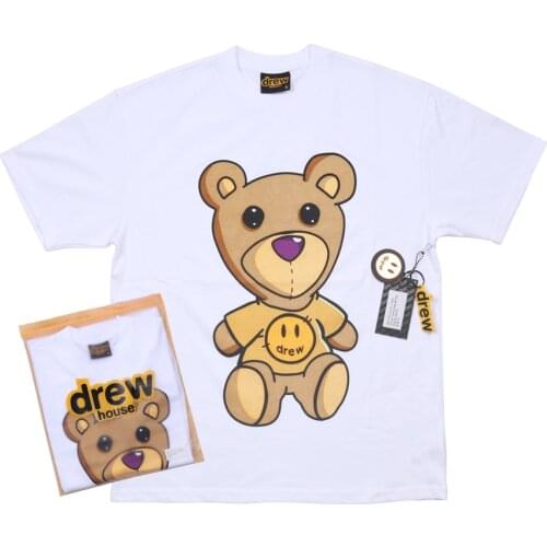 DREW T Shirt Summer 100% Cotton Men O-neck T-shirt Male Womens tshirt Short Sleeve High Quality Tops HOUSE JUSTIN Brand Smiley