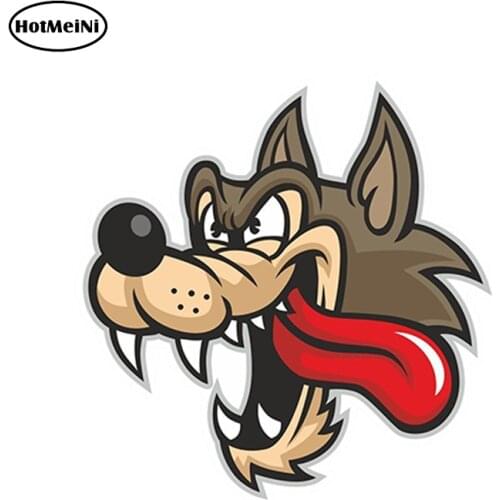 HotMeiNi Car Styling Car Sticker Angry Wolf Cartoon Vinyl Sticker Laptop Travel Luggage Waterproof Accessories 13 x 13cm