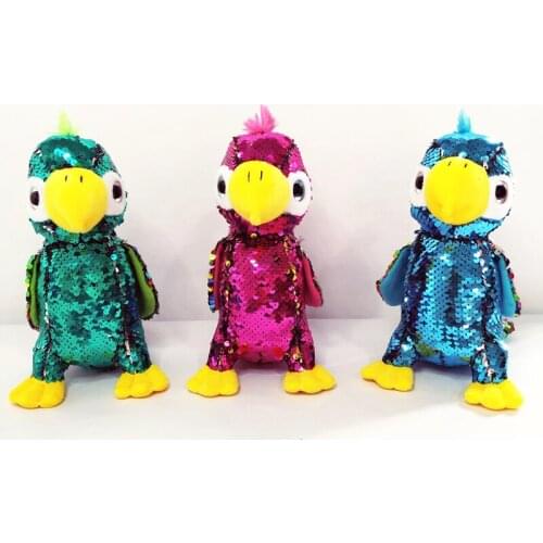 20cm Simulation Sequin Parrot Bird Plush Toy Soft Cute Wild Animals Stuffed Doll Home Decoration Children Baby Christmas Gift