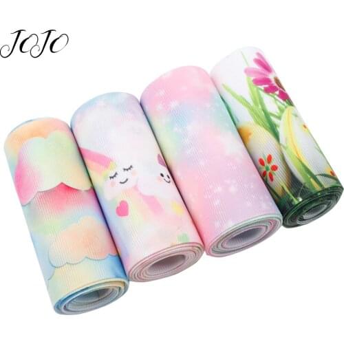 JOJO BOWS 75mm 100y Wholesale Fast Free Shipping Grosgrain Ribbon For DIY Crafts Rainbow Star Flower Printed Tape For Needlework