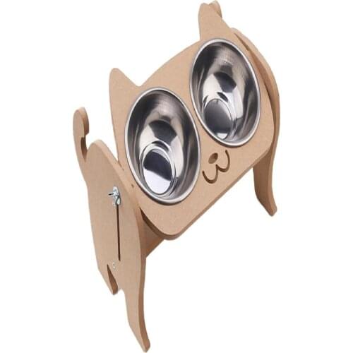 Cat Bowls Raised Adjustable Cat Feeder Food Water Bowls with Elevated Pet Stand 200 ml Double Bowl