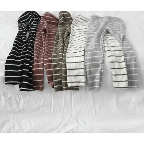 Baby Girls Leggings for Girls Pants Ribbed Striped Leggings Kids Fashion Cotton Skinny Pants Children Spring Autumn Trousers