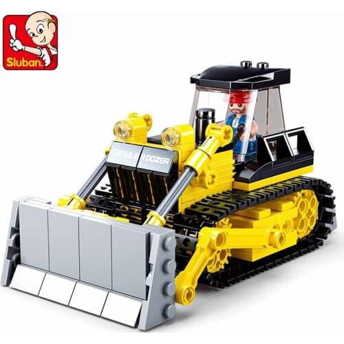 Sluban City Engineering Vehicle bulldozer Model Building Block Mechanical Construction Toys Birthday Gifts Boys 6 years old