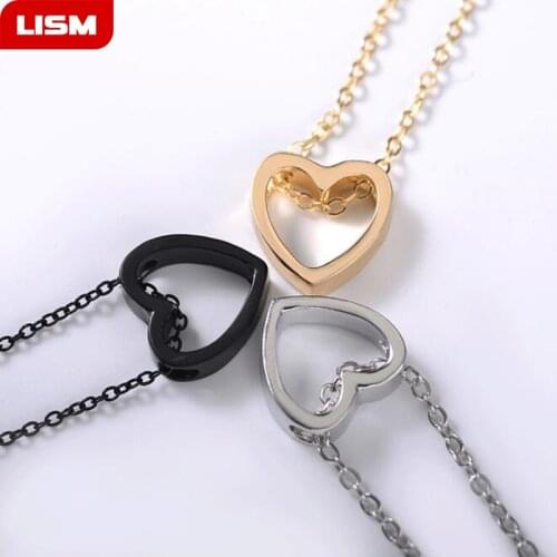 Fashion Design Black Heart Necklace Gold Silver color simple Hollow Jewellery The best of birthday treat