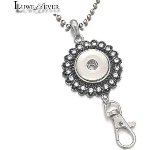 Fashion 122 Flower KeyRing Crystal 18mm Snap Button Necklace Pendant Interchangeable Keychain Charm Jewelry Women Gift