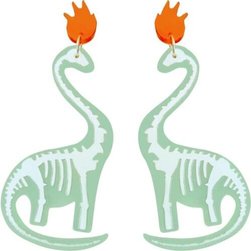 Trendy Big Translucence Light Green Dinosaur Drop Earrings Cute Long Animal Earrings For Women Fashion Acrylic Jewelry E20063