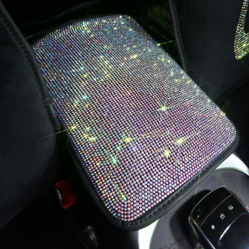 Fashion Rhinestone Crystal Car Armrest Pad Cover for Armrests Center Console Car Armrest Cushion Box Covers Women