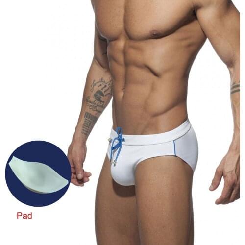 Gay Men Rainbow Printed Sexy Swimming Trunks Beach Swimming Pool Low Waist Push Pad Underwear Sunga Swimsuit Waterproof New 2020