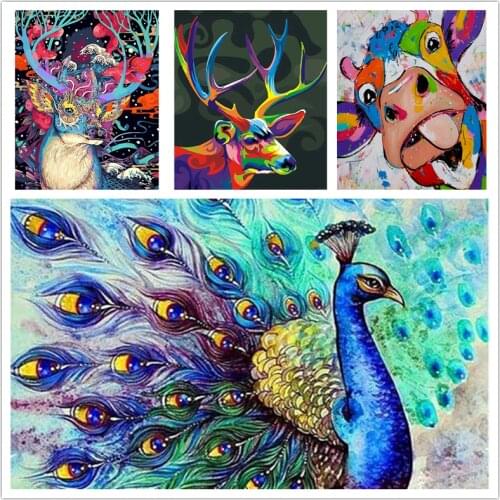 DIY Painting By Numbers Kit Acrylic colorful animal Paint By Numbers Wall Art Picture For Home Decoration