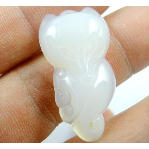 Natural stone Turquoises Quartz Crystal Marine Chalcedony charm fox pendant for diy Jewelry making necklace Accessories3pcs