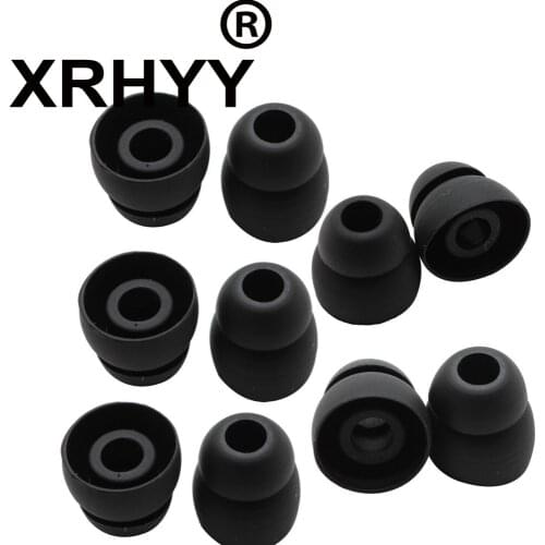 XRHYY 10pcs Double Flange Earbuds for Powerbeats 3 Powerbeats3 Wireless Headphones Replacement Silicone Eartips Ear Buds Black