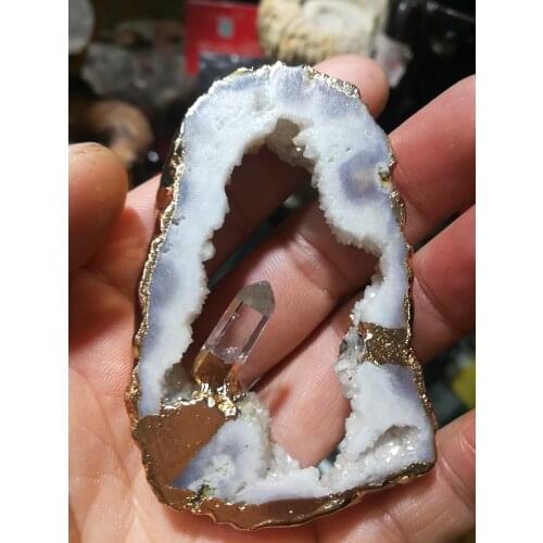 Crystal cave pendant ,Earrings gold embellished NEW