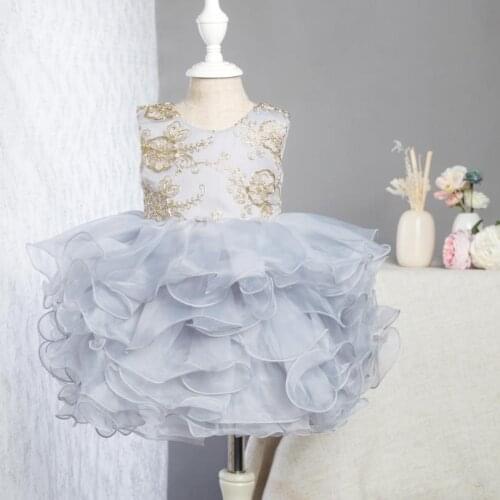 Flower Girl Dresses Embroidery Mesh Stitching Sleeveless Princess Dress Birthday Holy Communion Dress for Girls Vestidos L329