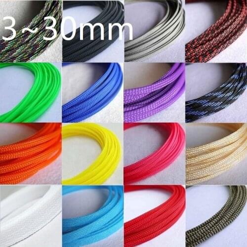 Braided Cable Sleeve 3 4 5 6 8 10 12 14 16 18 20 22 25 30 35 40 mm PET Expandable Cover Insulation Nylon Sheath Wire Wrap