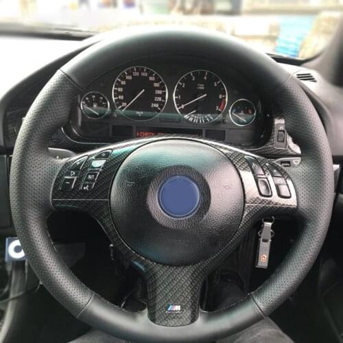 Customize Car Steering Wheel Cover Black Drilled Hole Leather for BMW E46 M3 E39 330i 540i 525i 530i 330Ci 2000-2008