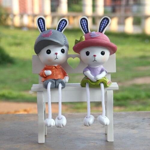 Chinese style Resin Crafts lovely Funny rabbit Hanging feet Doll cartoon Gift home desktop decor decoration ornaments(A697)