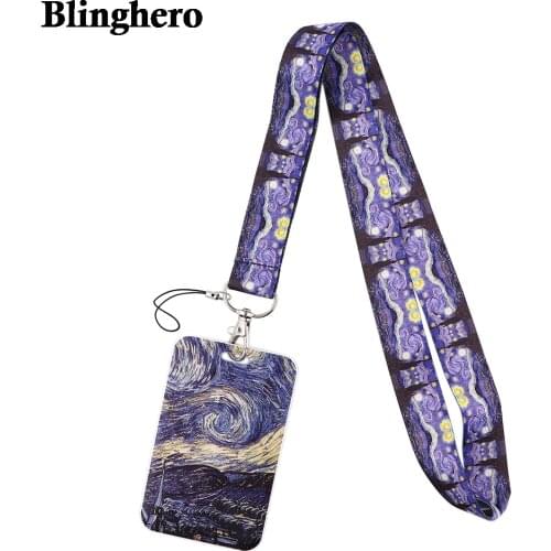 CB510 Starry Sky Art Painting Lanyards for Key Neck Strap Lanyard Card ID Holder Gym Key Chain Key Holder DIY Hanging Rope