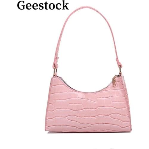 Geestock Retro Casual Womens Bags Fashion Exquisite Shopping Bag PU Leather Underarm Shoulder Bag for Woman Handbag Tote Bags