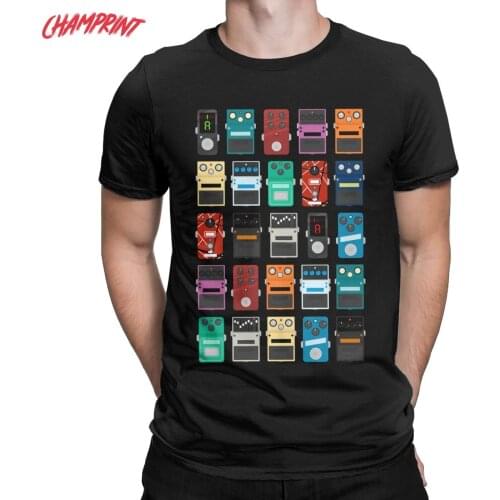 Awesome Pedal Board Guitar T-Shirts for Men Crew Neck Cotton T Shirt Music Short Sleeve Tee Shirt Big Size Clothes