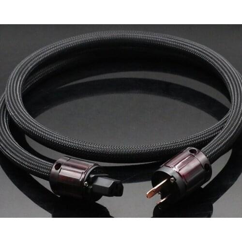 Black Pure Copper HIFI Audio Power Extension Cable USA AC Mains Power Cable