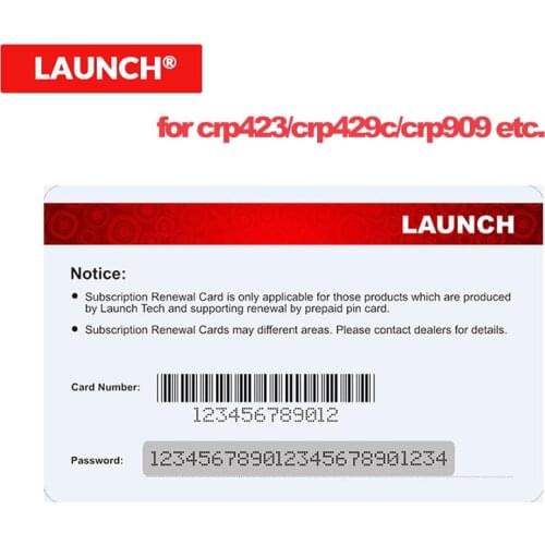 LAUNCH Pin card 1 year Renewal software Code Reader CRP Series 1 year free update card for CRP429C/CRP423/crp479/CRP909E etc