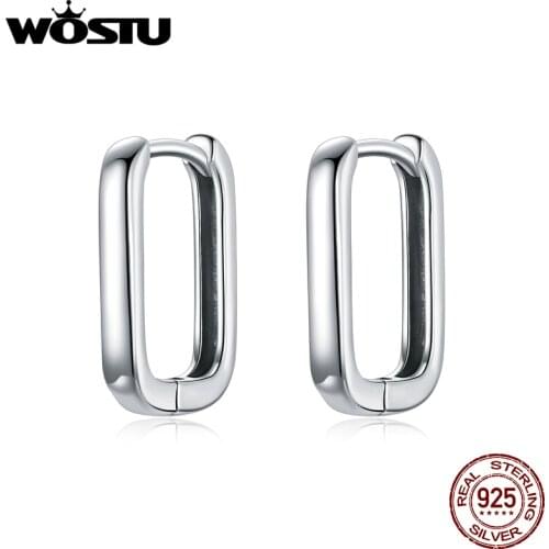 WOSTU Stud Earrings 925 Sterling Silver French Ear Buckles Earrings For Women Wedding Engagement Jewelry Gift BNE478