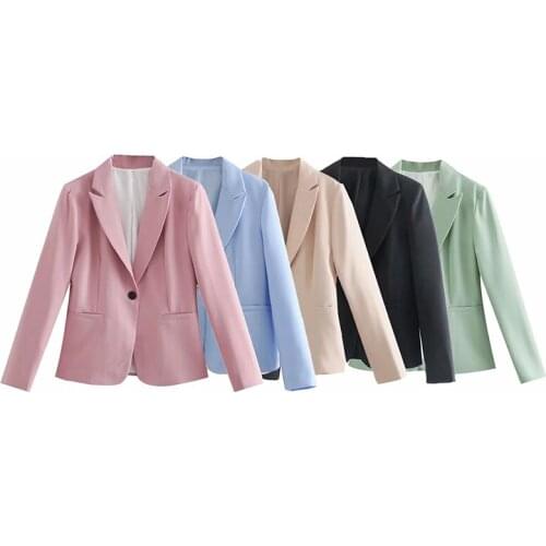UNIQYB Za Womens Blazer Office Solid Color Coat Autumn Long Sleeve Elegant Jacket Vintage Double Breasted Chic Female Blazer