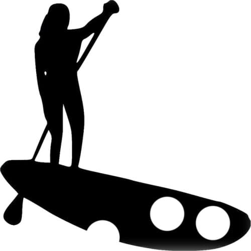 14.8CM*14.8CM Interesting Woman Canoe Stand Paddle Board Vinyl Car Sticker Silhouette S9-0344