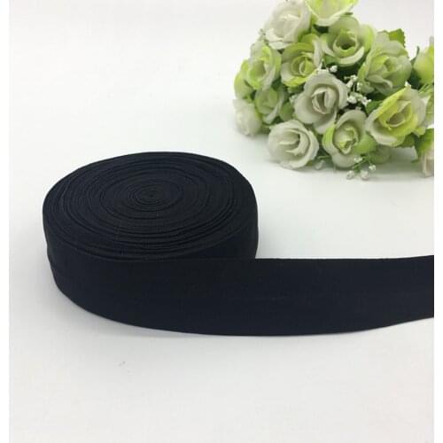 5Yards/lot 1" (25mm)Wide Black Fold Over Elastic Spandex Satin Band Ties Hair Accessories Lace Trim