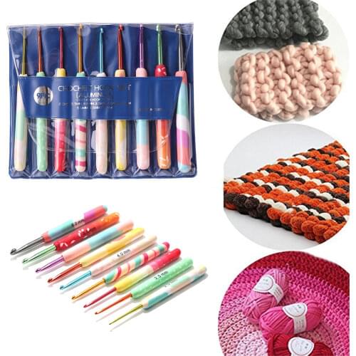 9pcs Aluminum Crochet Knitting Needles Sewing Needles for Hand Crafts Bag Sweater Metal Hook Weave Crochet Needles Accessories