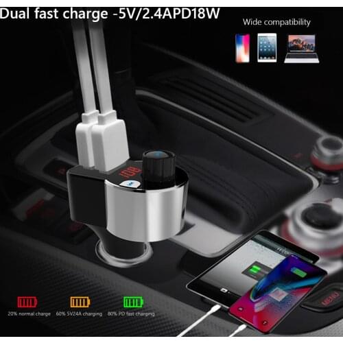 Bluetooth 5.0 Car FM Transmitter MP3 Player USB Handsfree Line Out Fast Charger for Outdoor Personal Car Parts Decoration