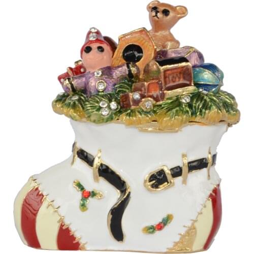 White Christmas Stocking And Presents Trinket Jewelry Box X'mas Decoration gifts