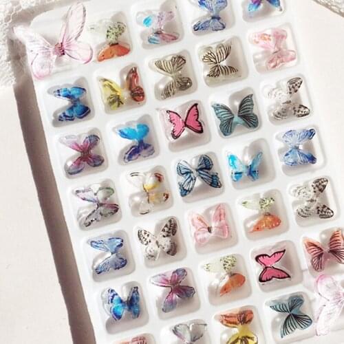 5pcs 3D Butterfly Resin Nail Sequin Decoration Sparkly Stereoscopic DIY Manicure Nails Art Alloy Accessories