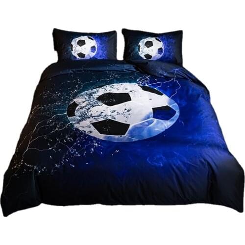 Home Textile Bed Linens Bedding Set 3 Piece 3d Printed Soccer Pattern Duvet Cover and Pillowcase Bedroom Set Sheet