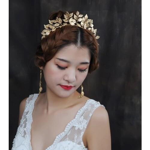 ZMHP174 Bridal Hair Crown Wedding Tiara Golden Leaves Wedding Headwear Hair Accessories Bridal Hair Jewelry Headband For hair