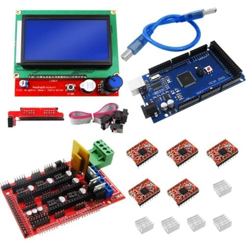 1pcs Mega 2560 R3 + 1pcs RAMPS 1.4 Controller + 5pcs A4988 Stepper Driver Module +1pcs 12864 controller for 3D Printer kit