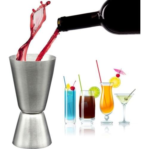 1 piece 25/50ml stainless steel double stand-up metering wine fixture wine bar cocktail drink measuring cup shaker bar party