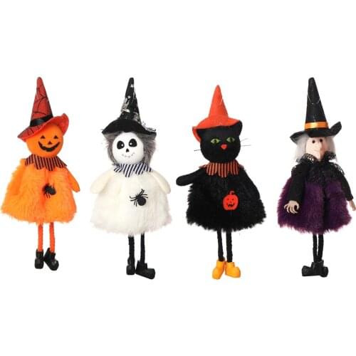 Halloween Doll Bar Decor Pumpkin Ghost Witch Black Cat Pendant Scary Halloween Kids Gift Happy Halloween Party Decor for Home