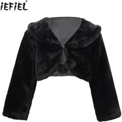 Hot Sale Toddler Girls Jacket Faux Fur Long Sleeves Coat Outwear Adorable Wedding Bridesmaid Birthday Party Flower Girls Jackets