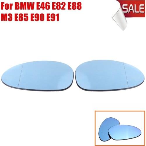Left & Right For BMW E81 E82 E85 E90 E91 E92 E46 1 3 Series OEM Door Mirror Glass - Heated (Blue Glass)