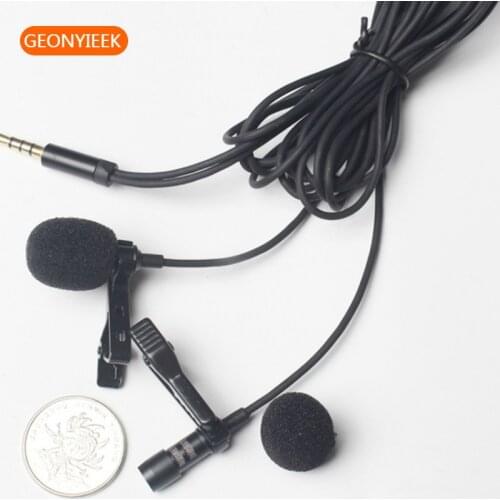 Mini 3.5mm Jack Dual Microphone Lavalier Tie Clip Microphones Microfono Mic For Speaking Speech Lectures 1.5m Cable for iphone