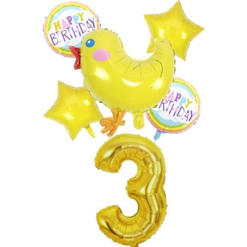Cartoon yellow Chick Shaped number Birthday Party Aluminum Balloons baby shower Party Event Decoration Balloons Wholesale