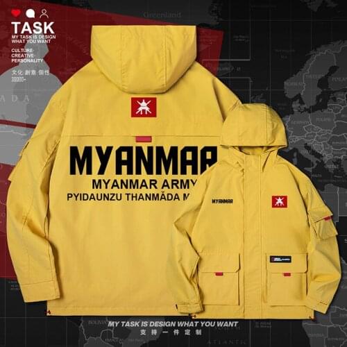 Myanmar Burmese Myanma MMR men jacket hooded Land Force logo army fan mens trench coat men windbreaker top new autumn clothes