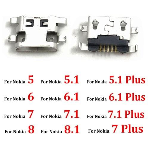 New Micro Usb Connector Charging Port Jack For Nokia 3 5 6 7 Plus 8 6.1 7.1 5.1 Plus 8.1 X5 X6 X7 Repair Parts