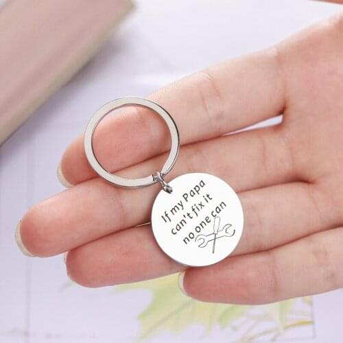 Oeinin Charms Key Chain Man Papa Can't Fix It Keychain Bags Letter Color Keyring Stainless Steel Pendant Creativity Llaveros